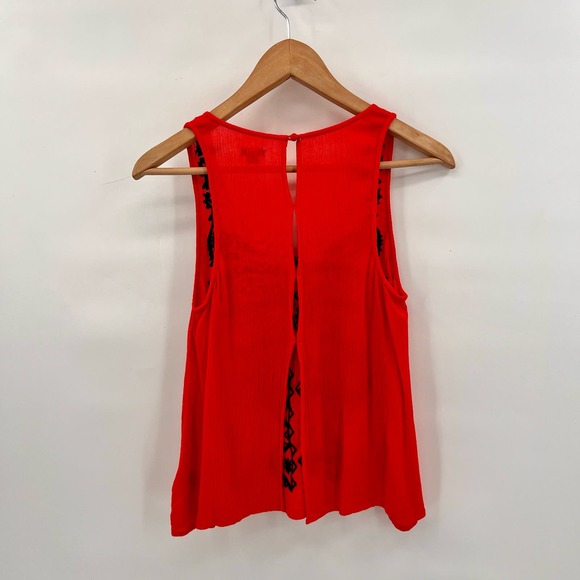 Urban Outfitters x Ecote Embroidered Tank Top Womens Medium Coral Blue Keyhole - Picture 4 of 9